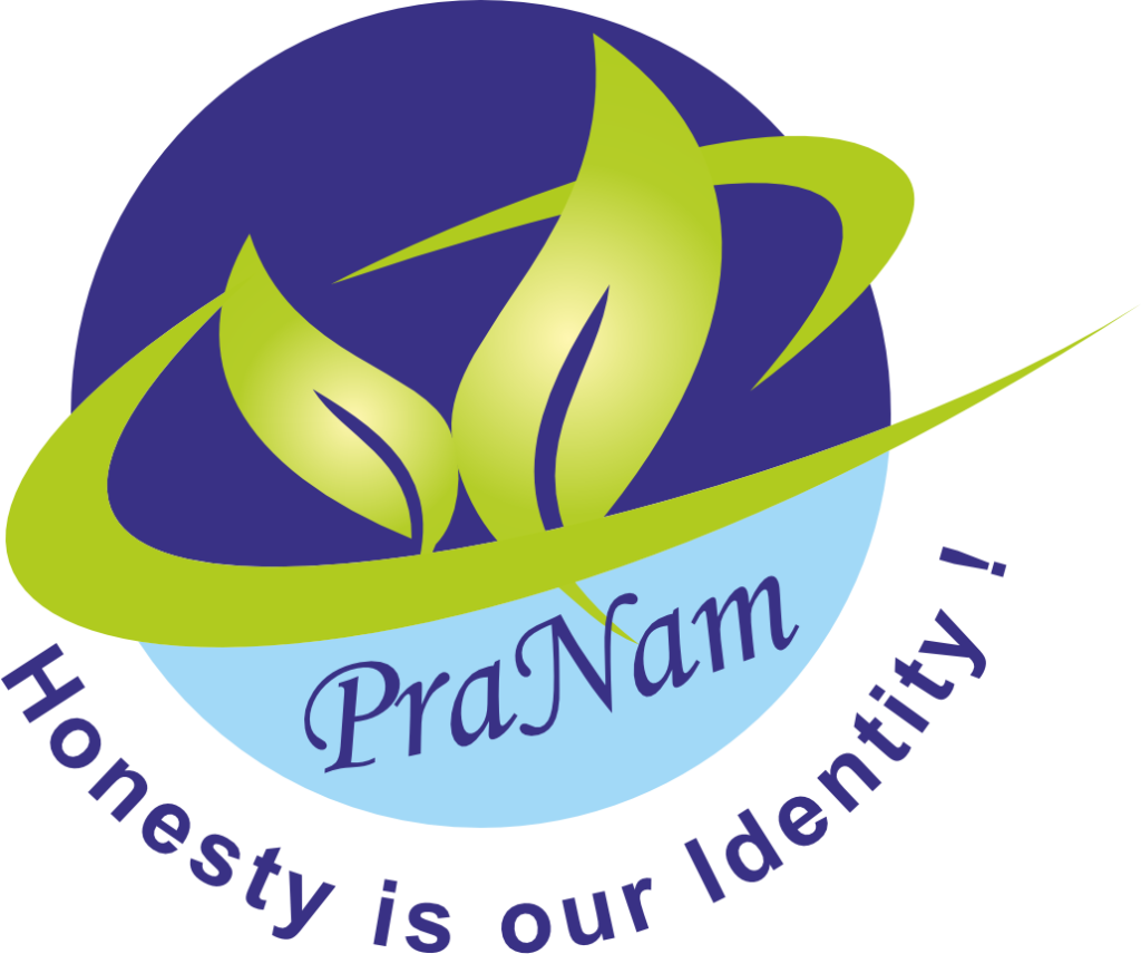 Pranam logo with TAG line Blue